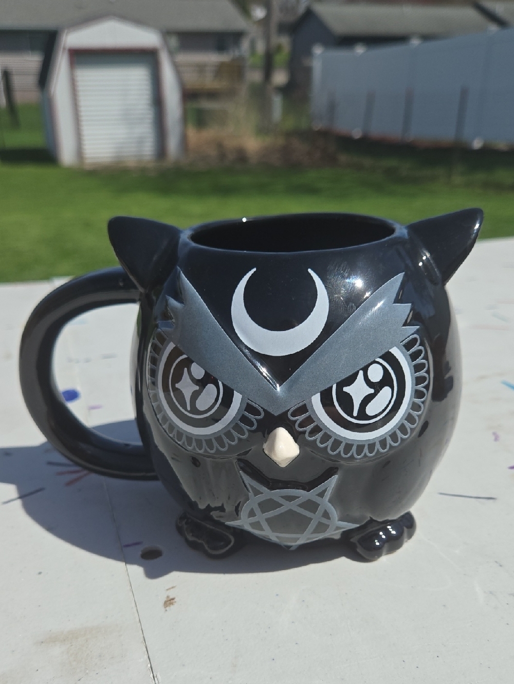 Killstar Black Owl Ceramic Mug with Moon Accent